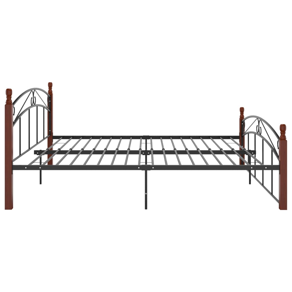 Bedframe metaal en massief eikenhout zwart 180x200 cm - Griffin Retail