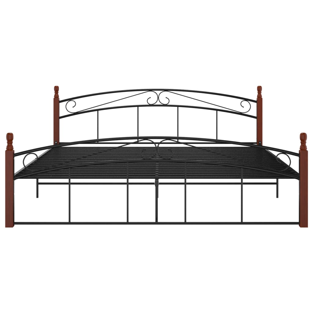 Bedframe metaal en massief eikenhout zwart 180x200 cm - Griffin Retail