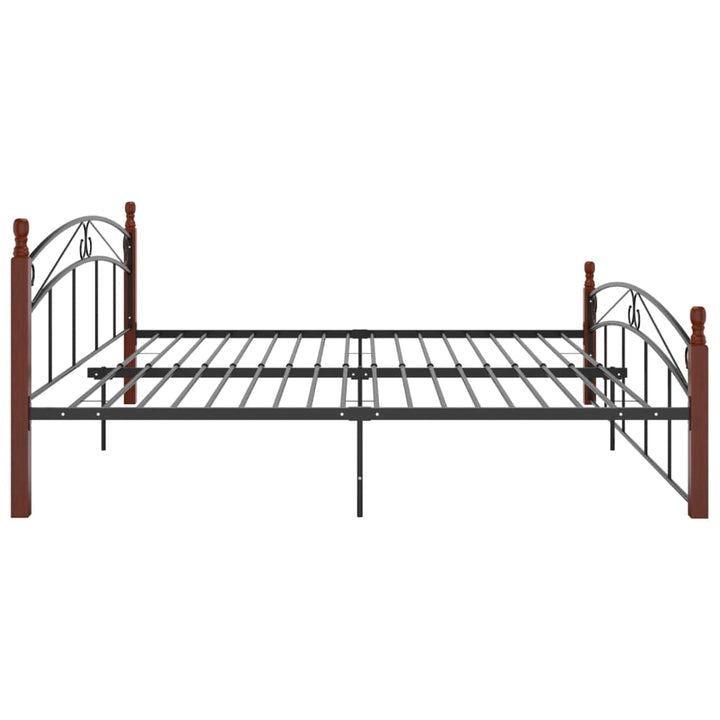 Bedframe metaal en massief eikenhout zwart 200x200 cm - Griffin Retail