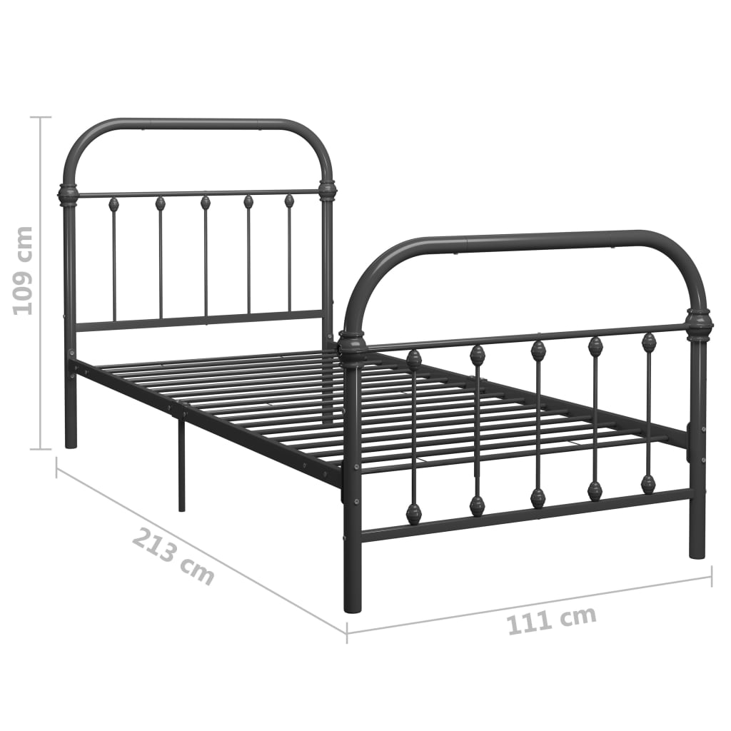 Bedframe metaal grijs 100x200 cm - Griffin Retail