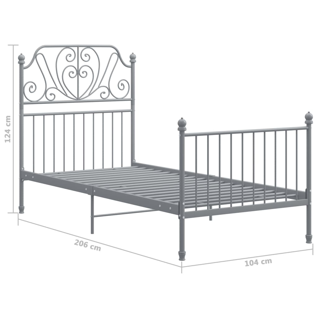 Bedframe metaal grijs 100x200 cm - Griffin Retail