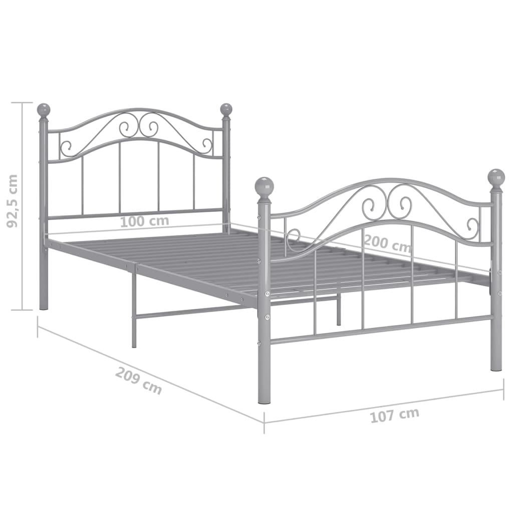 Bedframe metaal grijs 100x200 cm - Griffin Retail