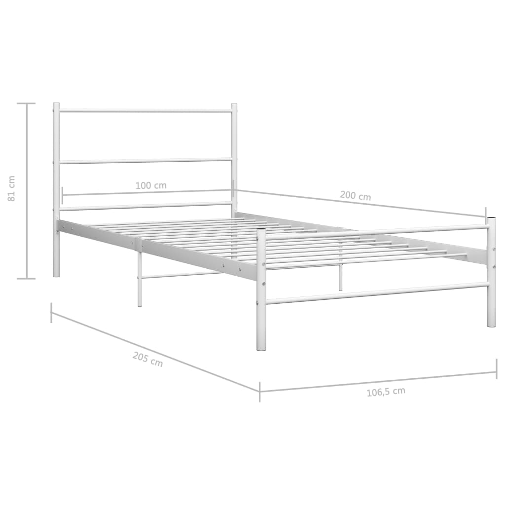 Bedframe metaal wit 100x200 cm - Griffin Retail