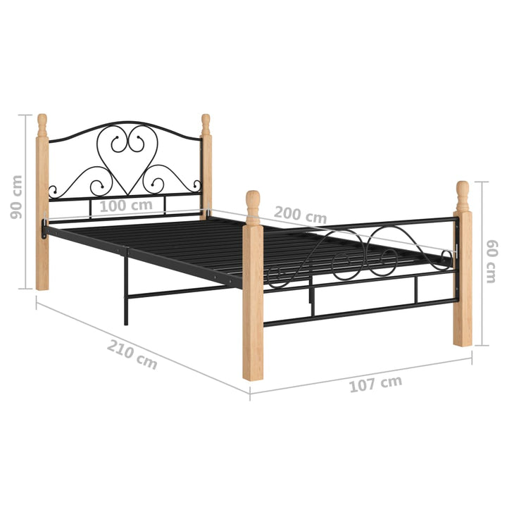 Bedframe metaal zwart 100x200 cm - Griffin Retail