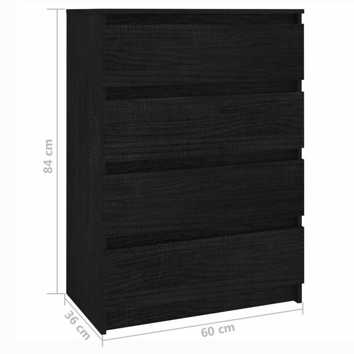 Bijzetkast 60x36x84 cm massief grenenhout zwart - Griffin Retail