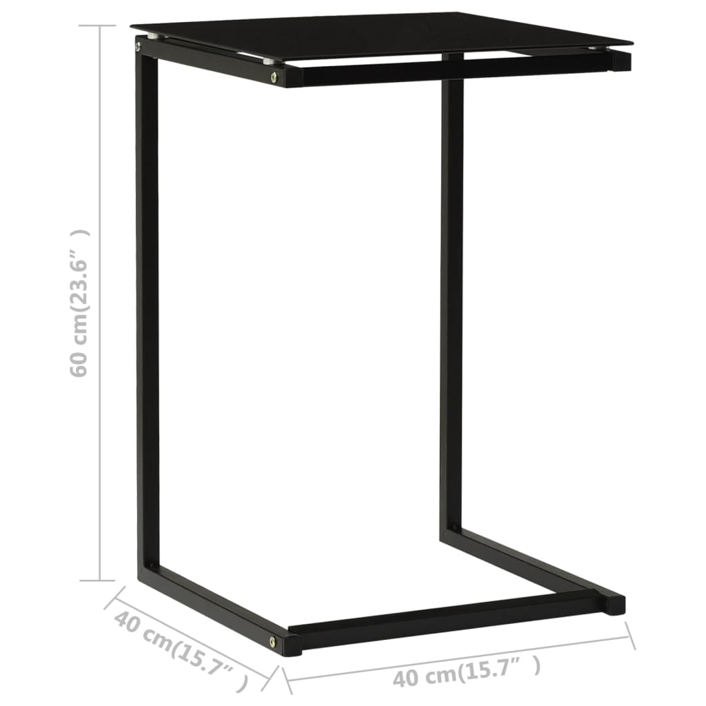 Bijzettafel 40x40x60 cm gehard glas zwart - Griffin Retail