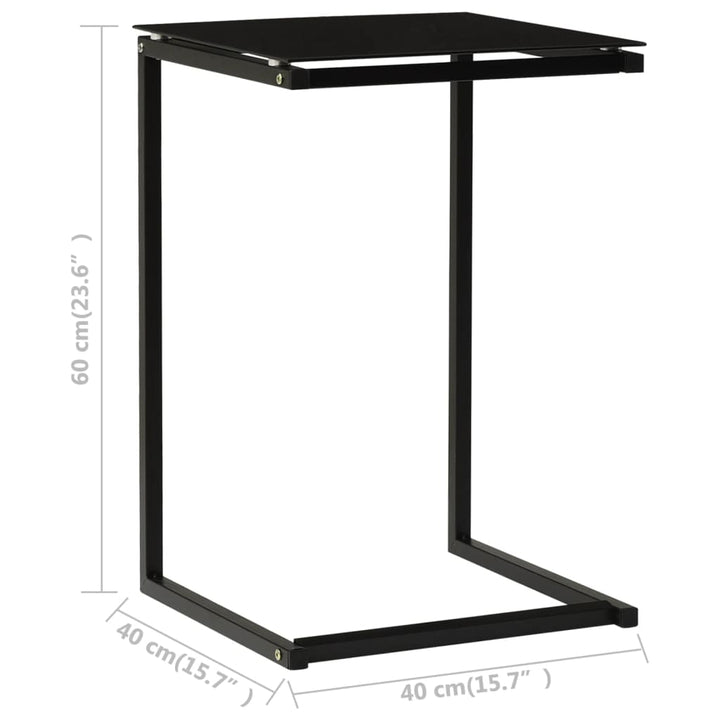 Bijzettafel 40x40x60 cm gehard glas zwart - Griffin Retail