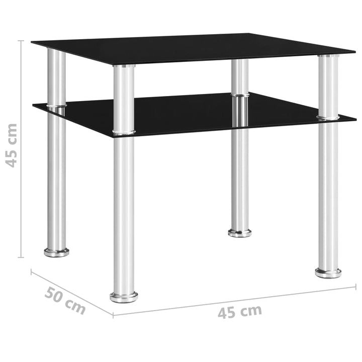 Bijzettafel 45x50x45 cm gehard glas zwart - Griffin Retail