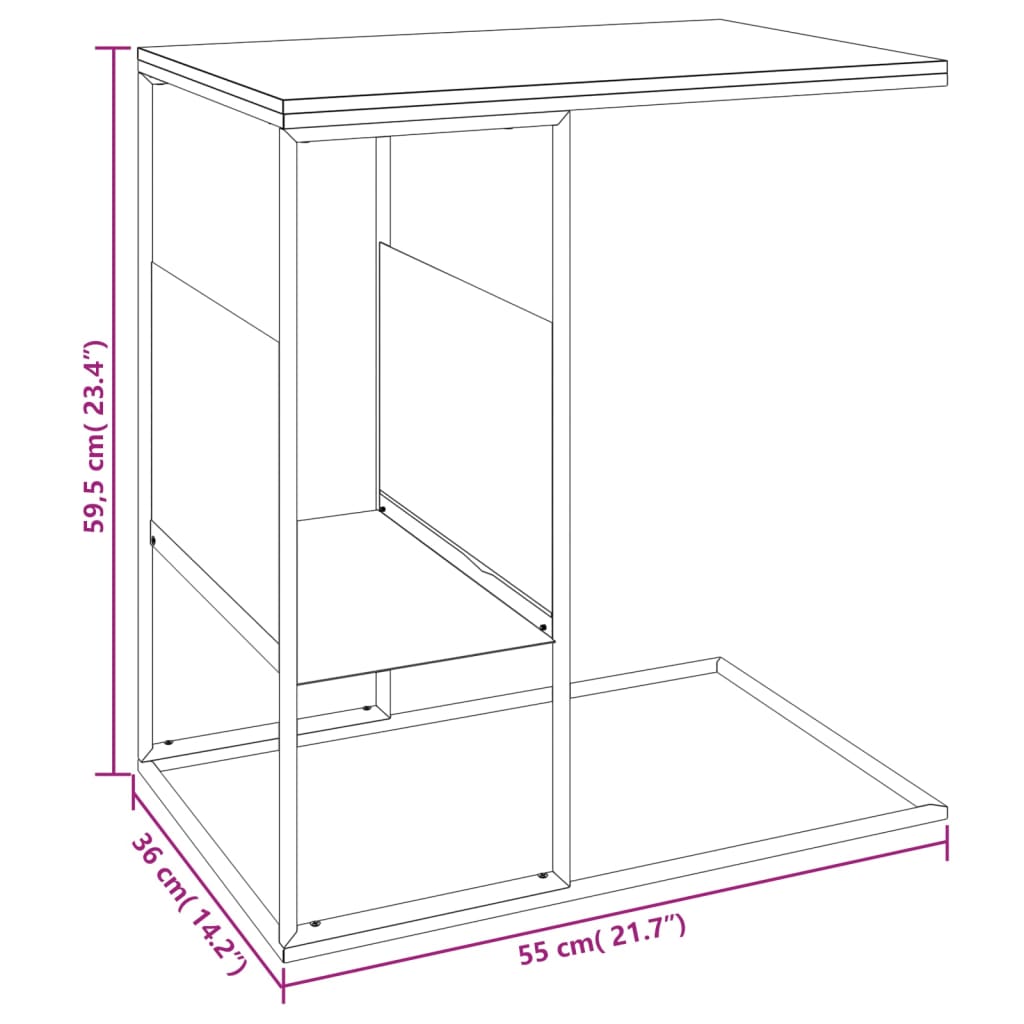 Bijzettafel 55x36x59,5 cm bewerkt hout wit - Griffin Retail