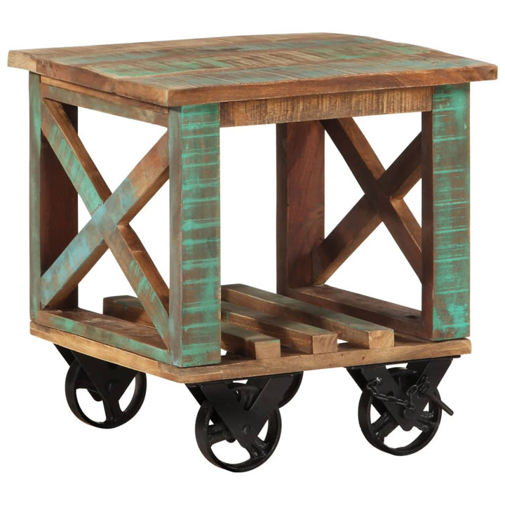 Bijzettafel met wielen 40x40x42 cm massief gerecycled hout - Griffin Retail