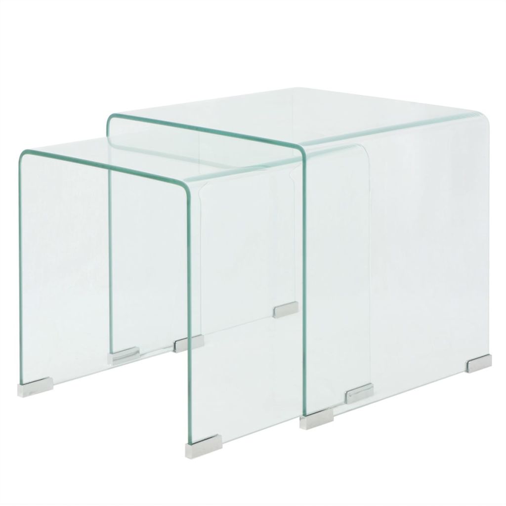 Bijzettafel set 2-dlg transparant gehard glas - Griffin Retail