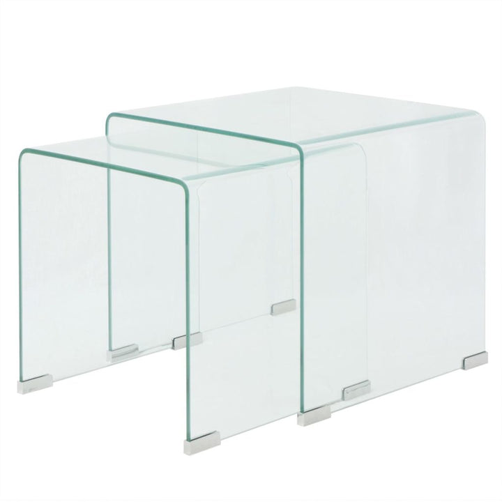 Bijzettafel set 2-dlg transparant gehard glas - Griffin Retail