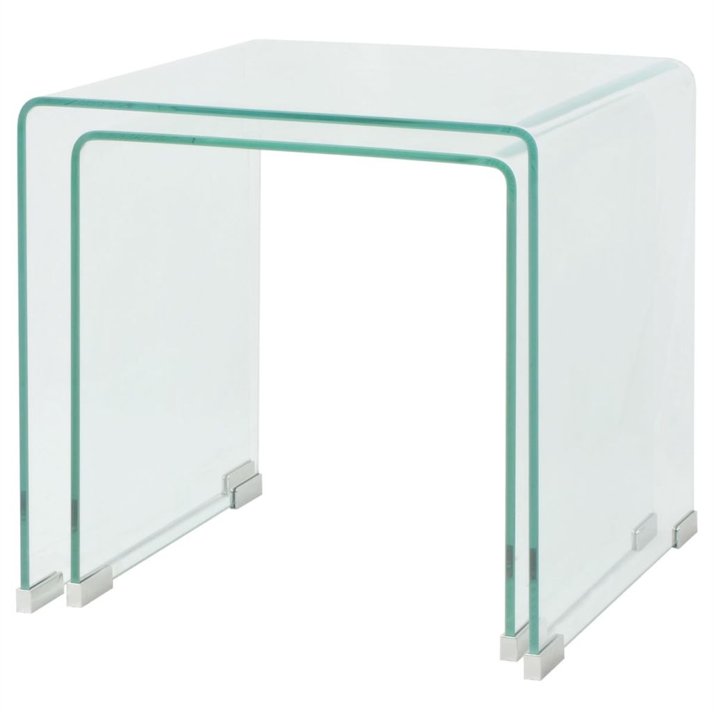 Bijzettafel set 2-dlg transparant gehard glas - Griffin Retail