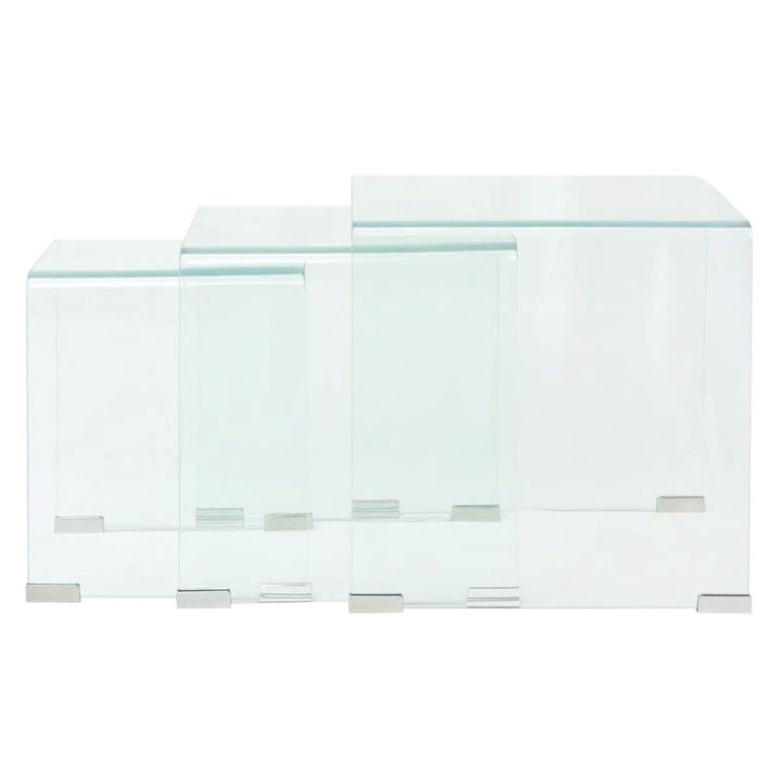 Bijzettafel set 3-dlg transparant gehard glas - Griffin Retail