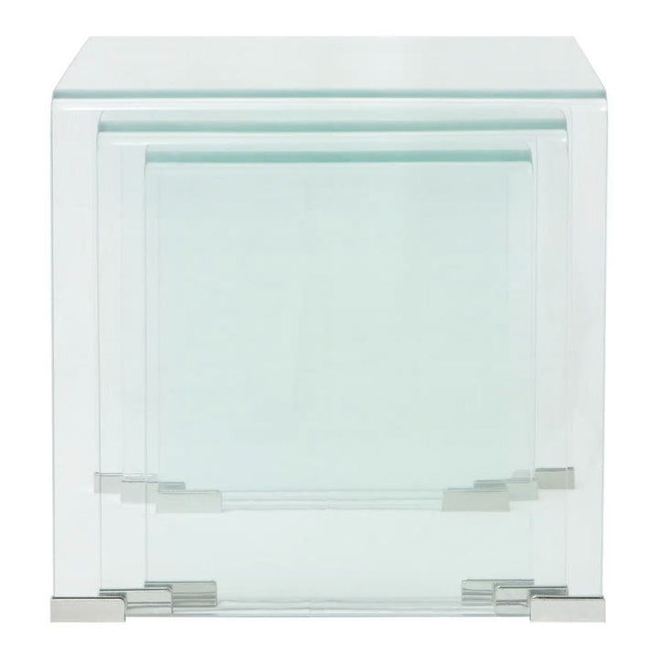Bijzettafel set 3-dlg transparant gehard glas - Griffin Retail