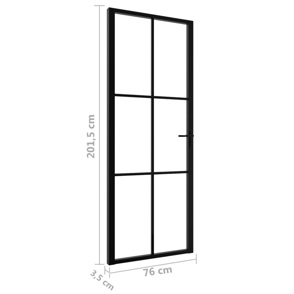 Binnendeur 76x201,5 cm ESG-glas en aluminium zwart - Griffin Retail