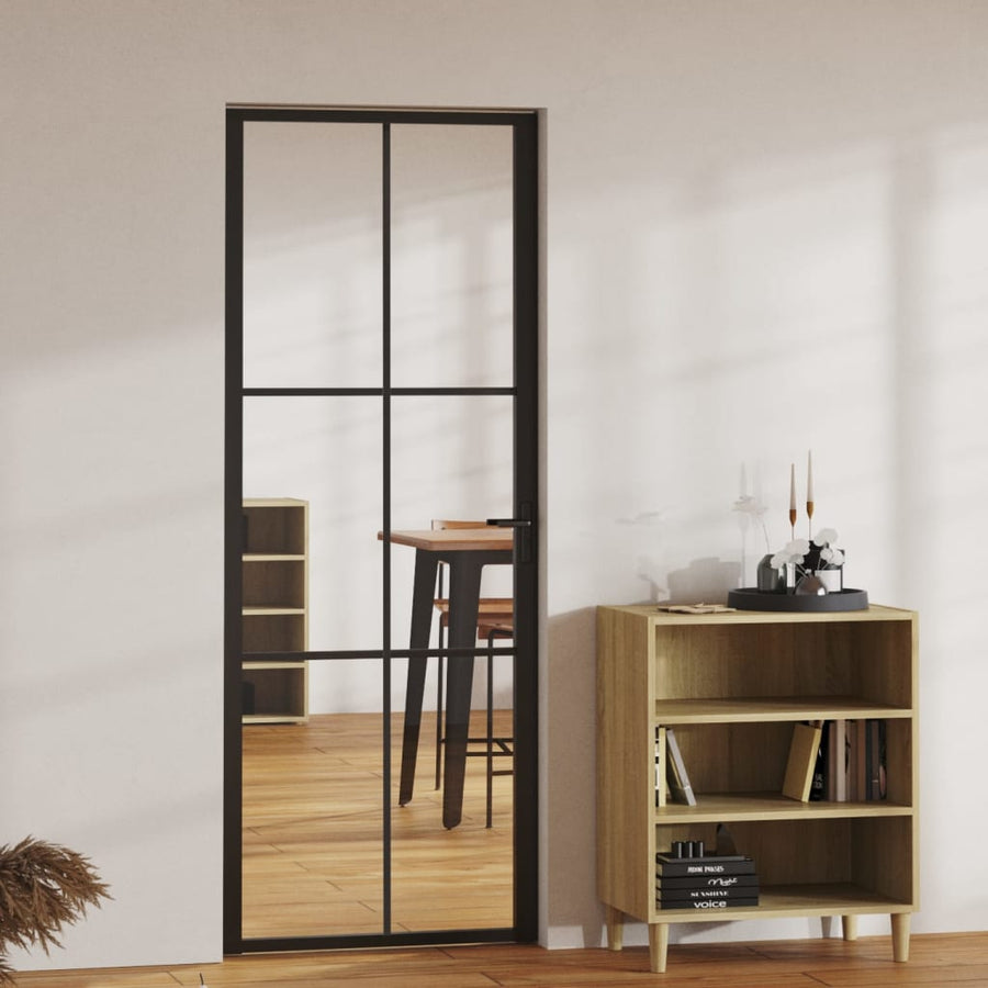 Binnendeur 76x201,5 cm ESG-glas en aluminium zwart - Griffin Retail