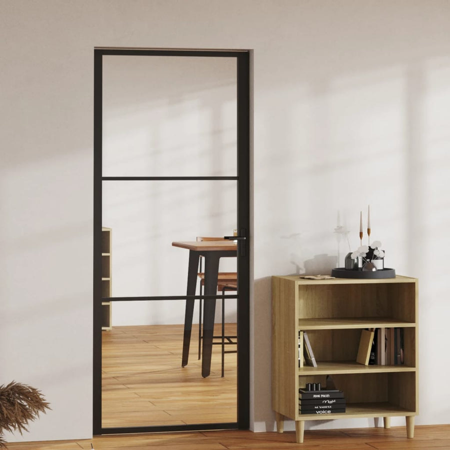 Binnendeur 83x201,5 cm ESG-glas en aluminium zwart - Griffin Retail
