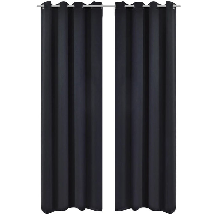 Blackout Gordijnen met metalen ringen 135 x 245 cm 2 stuks (zwart) - Griffin Retail