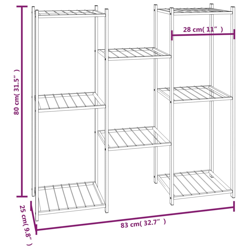 Bloemenstandaard 83x25x80 cm ijzer zwart - Griffin Retail