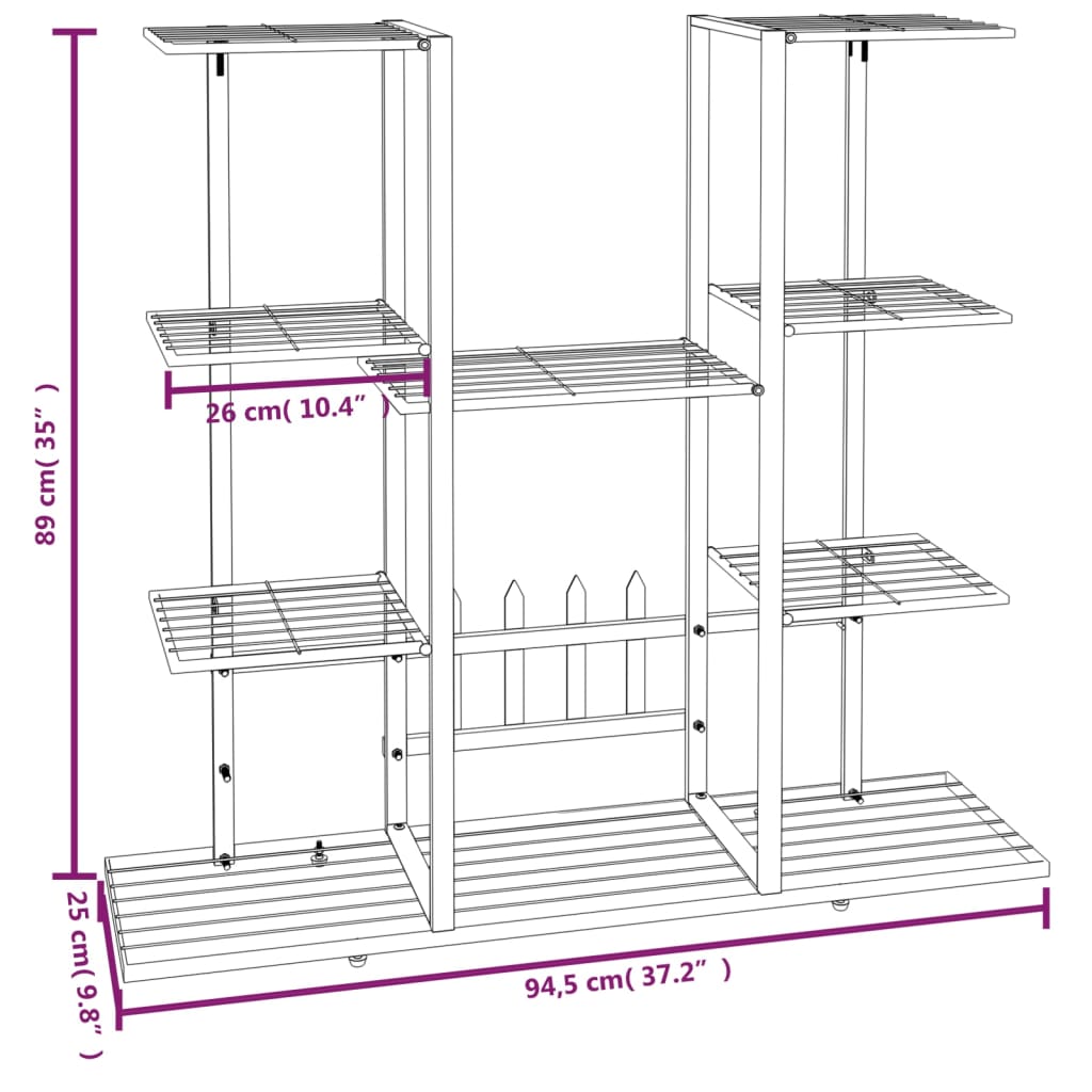 Bloemenstandaard 94,5x25x89 cm ijzer zwart - Griffin Retail