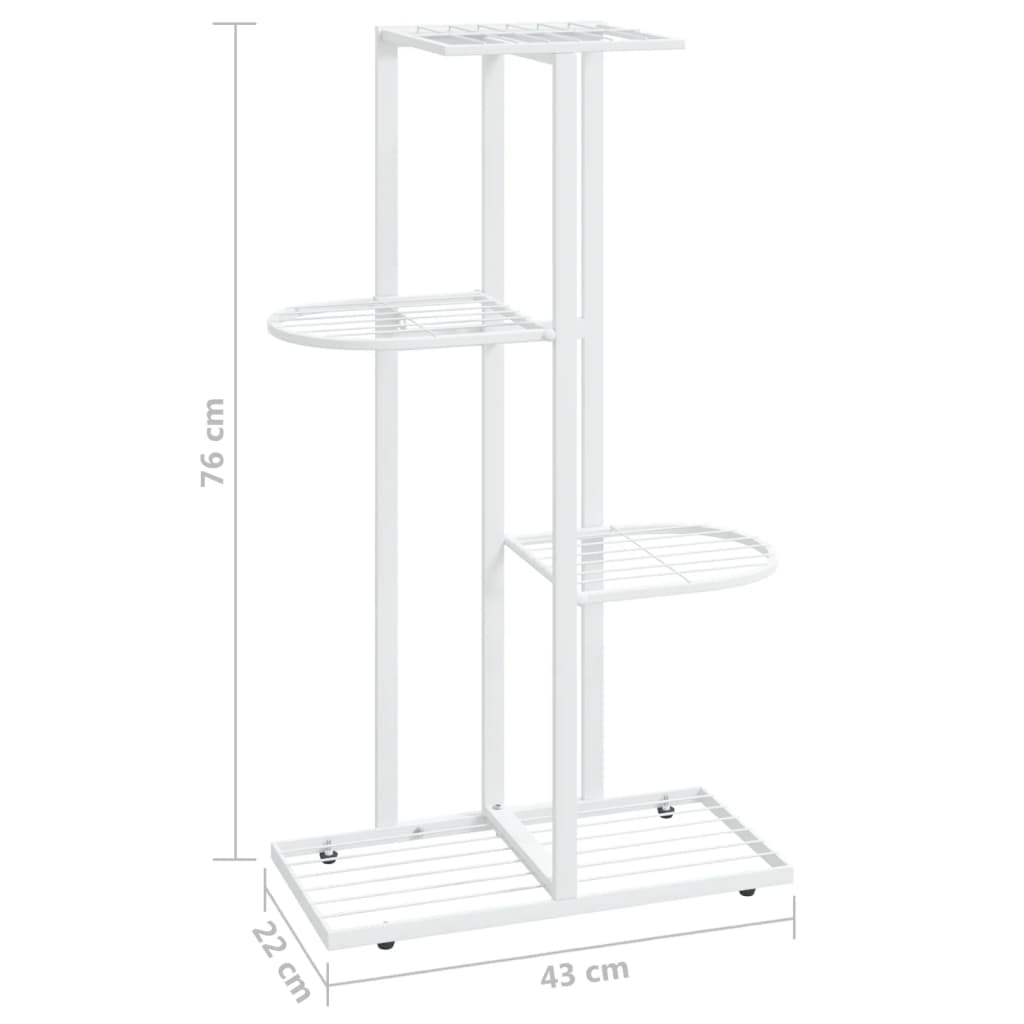 Bloemenstandaard met 4 lagen 43x22x76 cm metaal wit - Griffin Retail