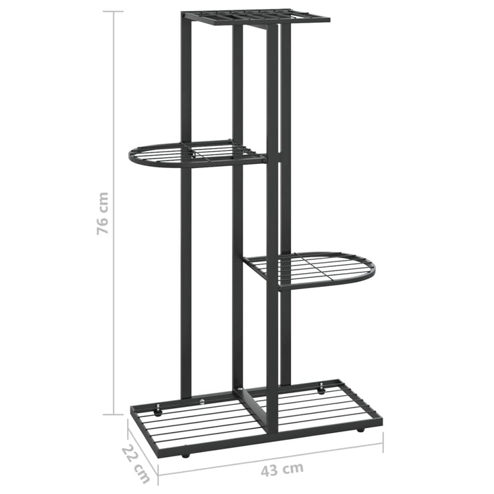 Bloemenstandaard met 4 lagen 43x22x76 cm metaal zwart - Griffin Retail