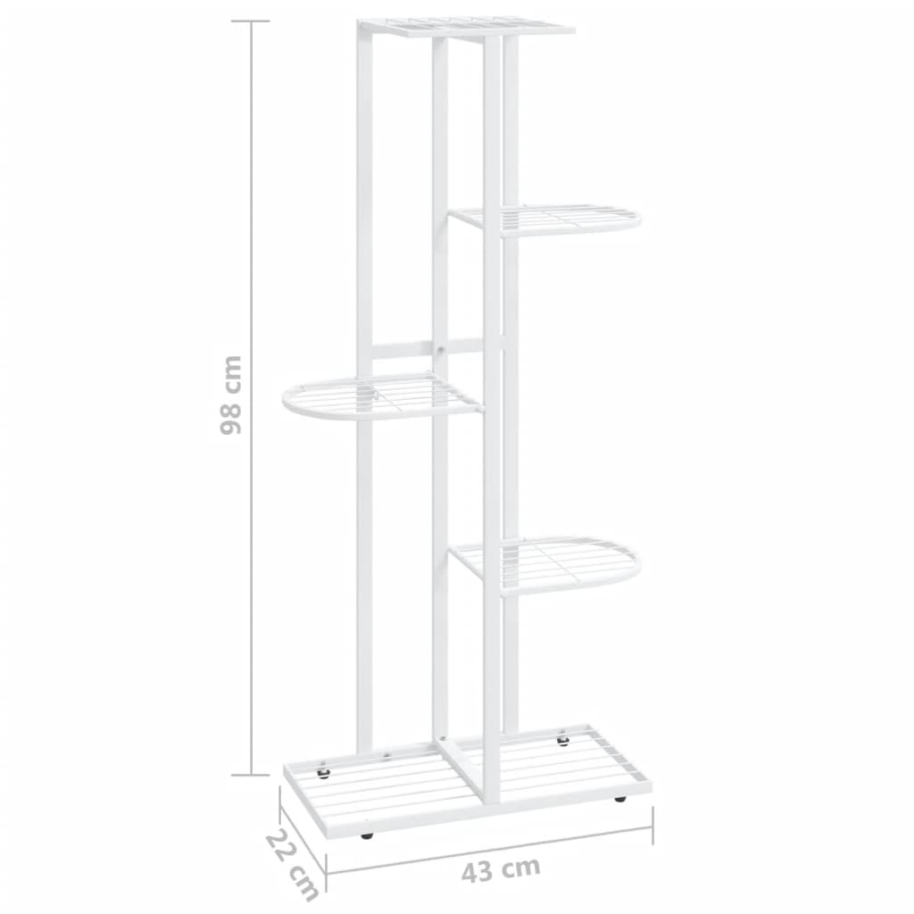 Bloemenstandaard met 5 lagen 43x22x98 cm metaal wit - Griffin Retail