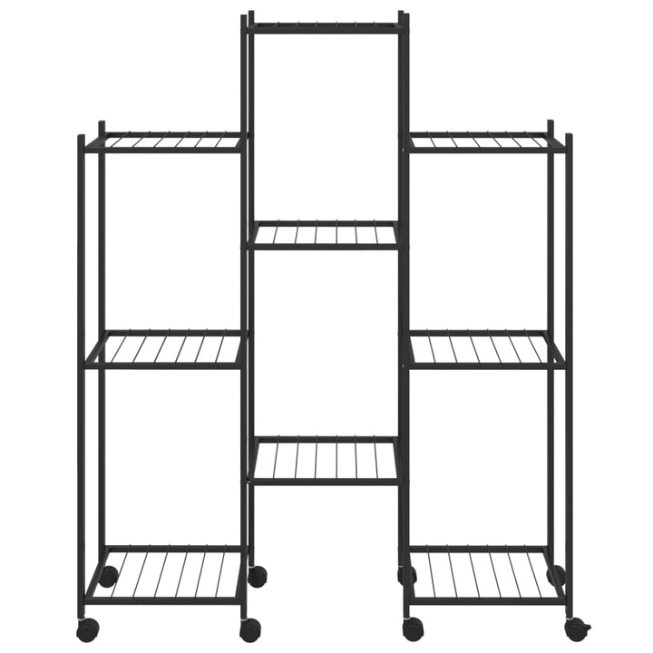 Bloemenstandaard met wielen 83x25x103,5 cm ijzer zwart - Griffin Retail