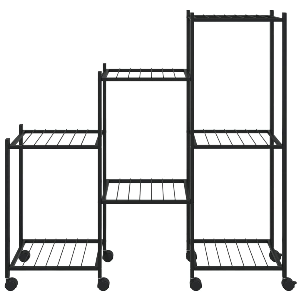 Bloemenstandaard met wielen 83x25x83,5 cm ijzer zwart - Griffin Retail