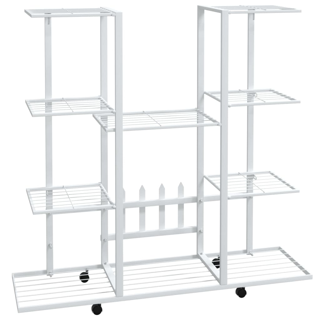 Bloemenstandaard met wielen 94,5x24,5x91,5 cm ijzer wit - Griffin Retail