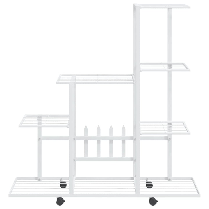 Bloemenstandaard met wielen 94,5x25x92,5 cm metaal wit - Griffin Retail