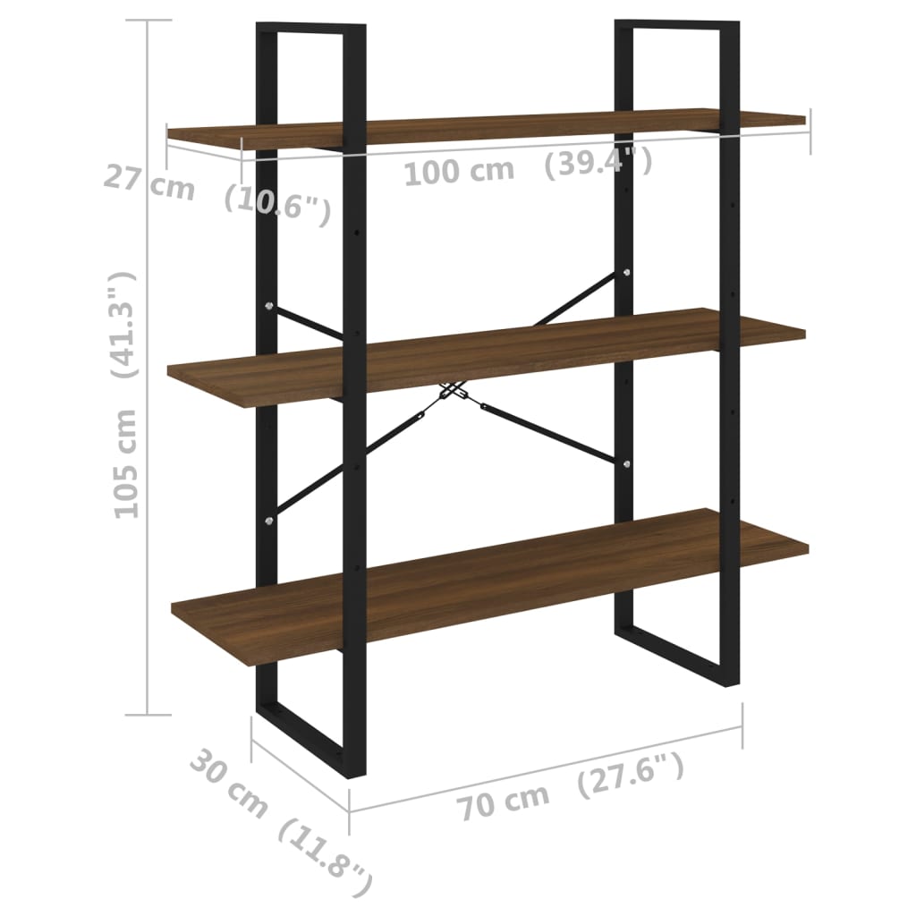 Boekenkast 100x30x105 cm bewerkt hout bruineikenkleurig - Griffin Retail