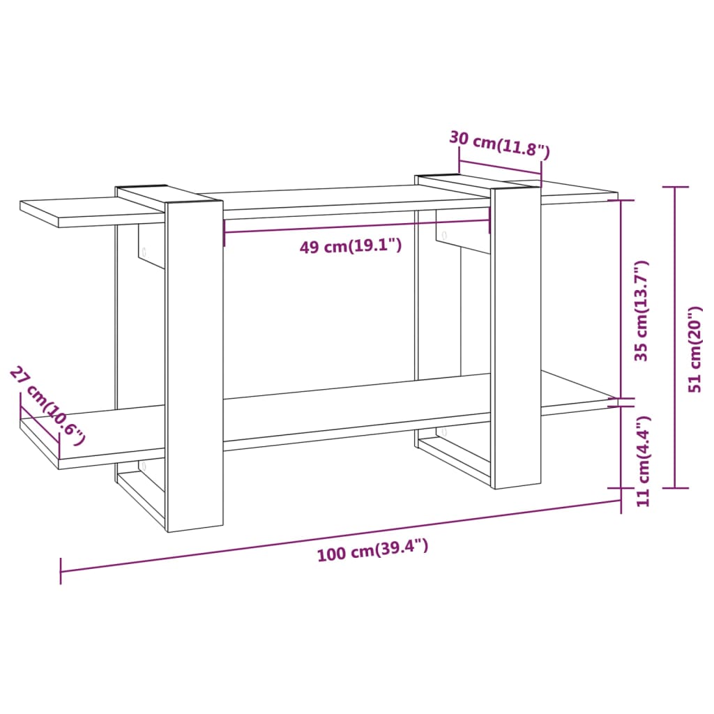 Boekenkast 100x30x51 cm bewerkt hout grijs sonoma eikenkleurig - Griffin Retail