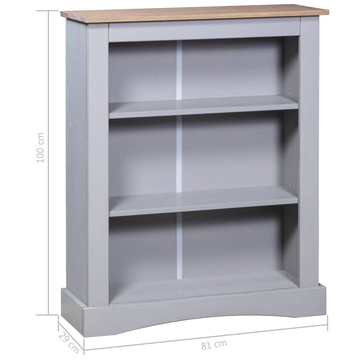 Boekenkast 3 planken 81x29x100 cm grenenhout Corona-stijl grijs - Griffin Retail