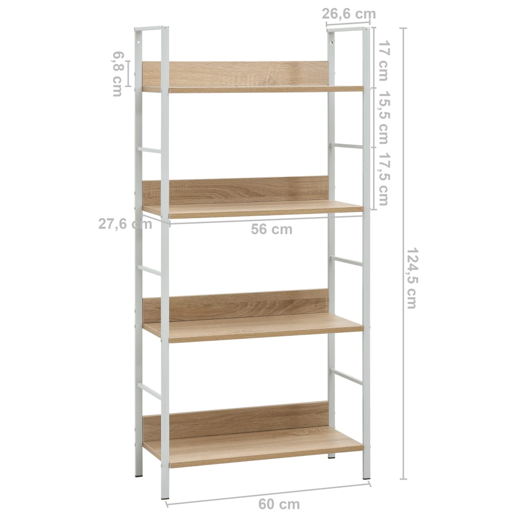 Boekenkast 4 schappen 60x27,6x124,5 cm spaanplaat eikenkleurig - Griffin Retail