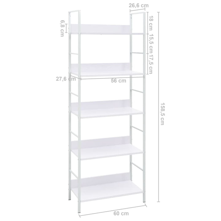 Boekenkast 5 schappen 60x27,6x158,5 cm spaanplaat wit - Griffin Retail