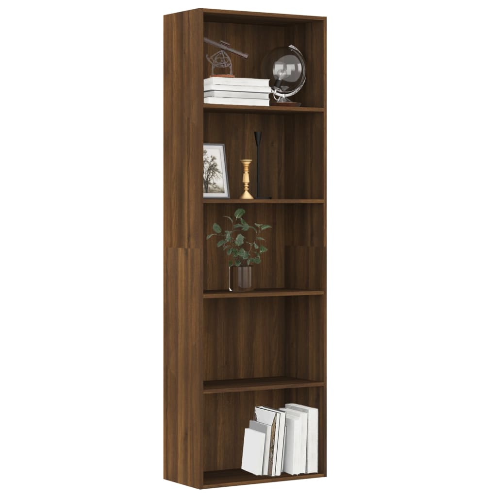 Boekenkast 60x30x189 cm bewerkt hout bruineikenkleurig - Griffin Retail