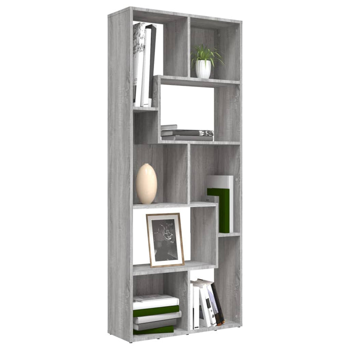 Boekenkast 67x24x161 cm bewerkt hout grijs sonoma eikenkleurig - Griffin Retail