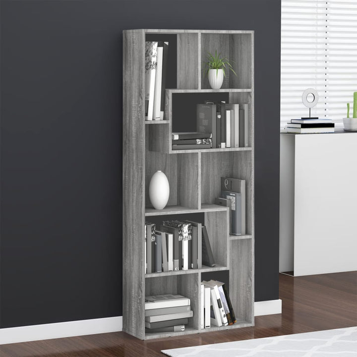 Boekenkast 67x24x161 cm bewerkt hout grijs sonoma eikenkleurig - Griffin Retail