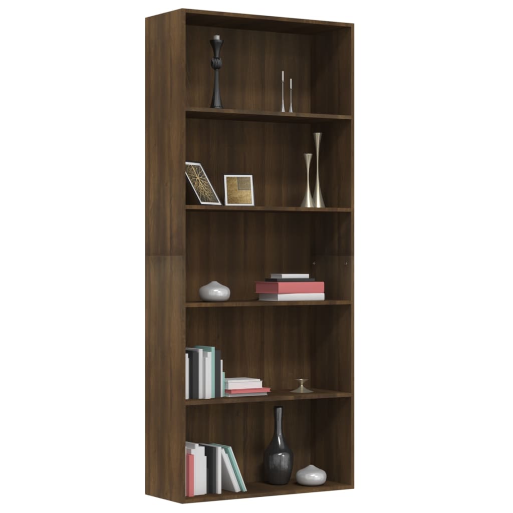 Boekenkast 80x30x189 cm bewerkt hout bruineikenkleurig - Griffin Retail