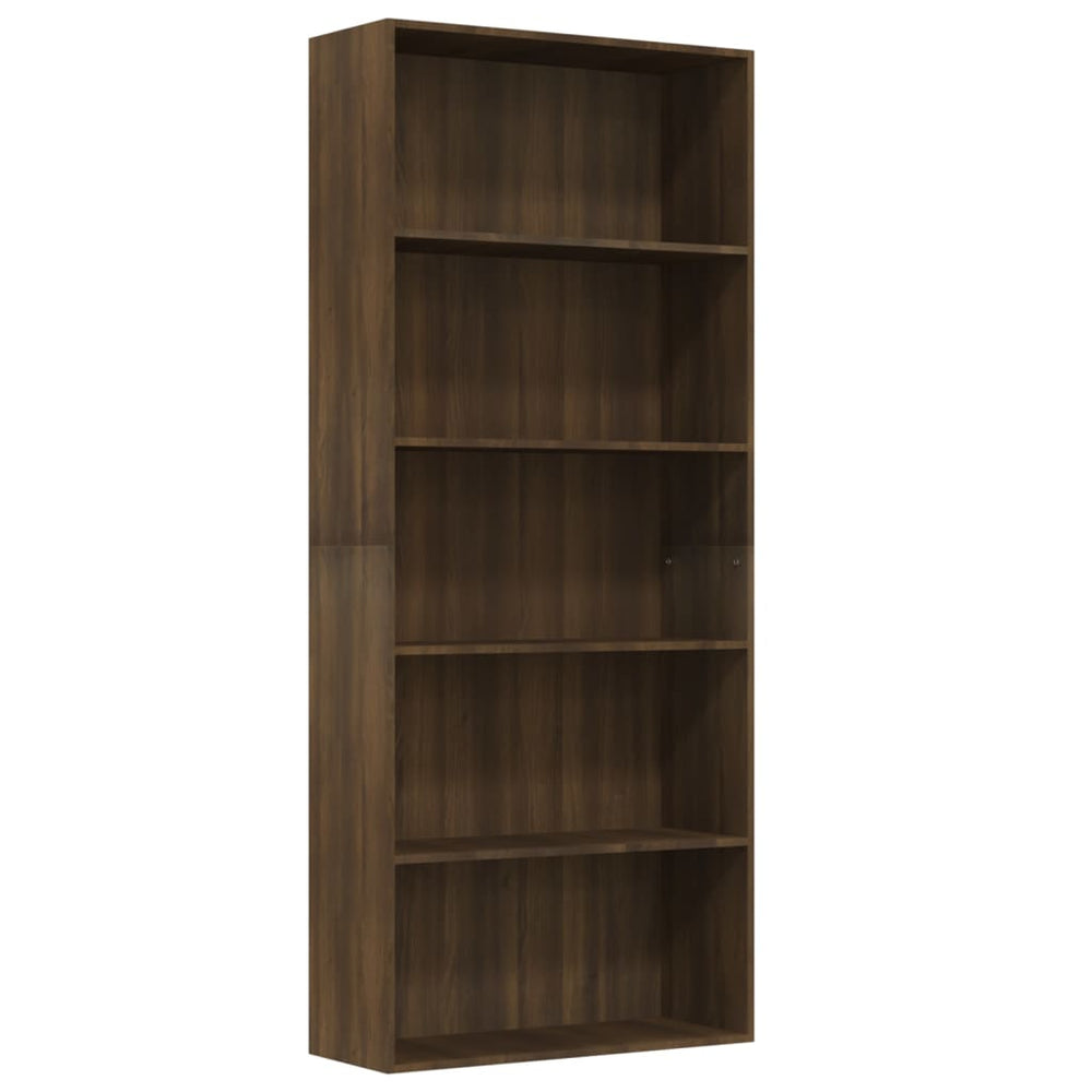 Boekenkast 80x30x189 cm bewerkt hout bruineikenkleurig - Griffin Retail