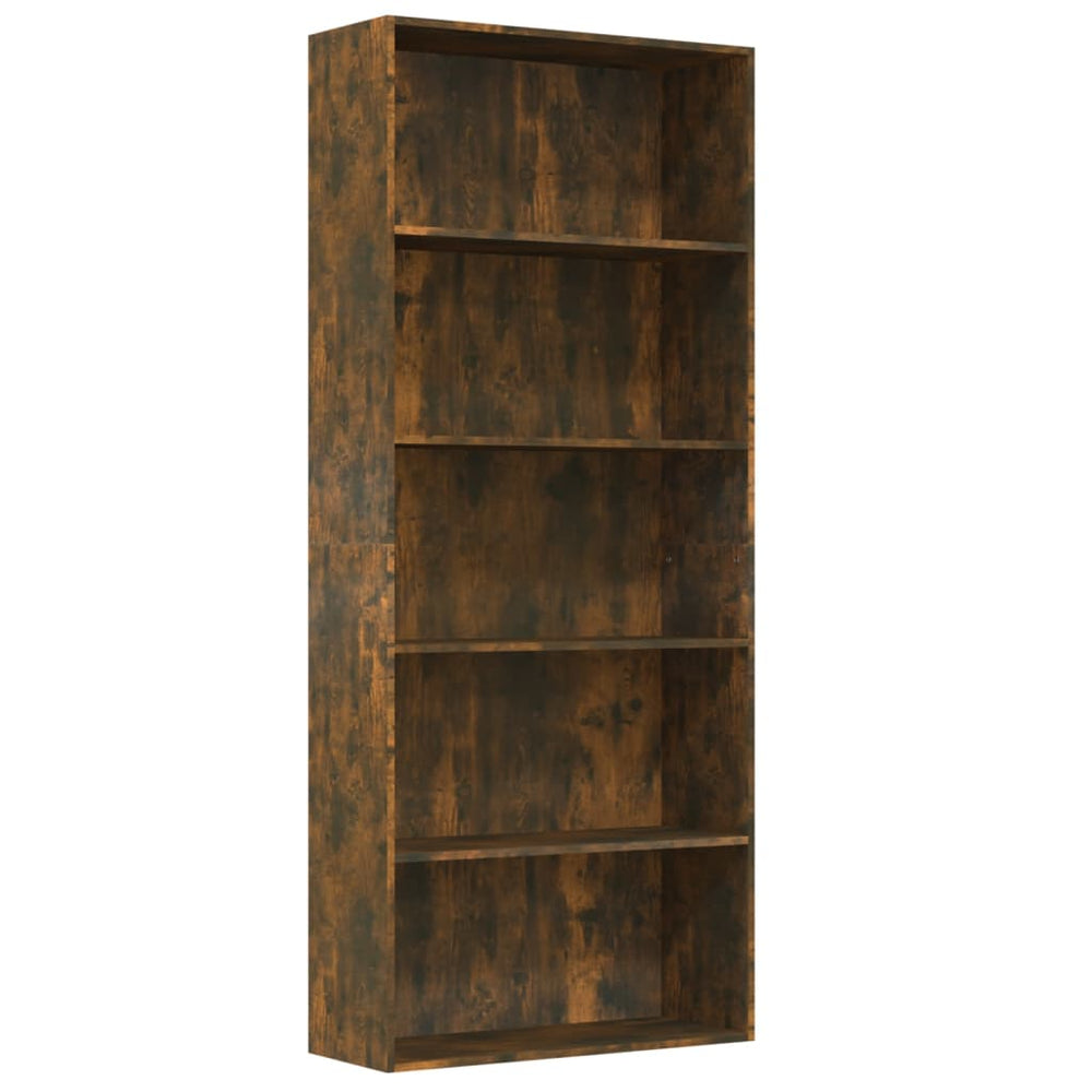 Boekenkast 80x30x189 cm bewerkt hout gerookt eikenkleurig - Griffin Retail