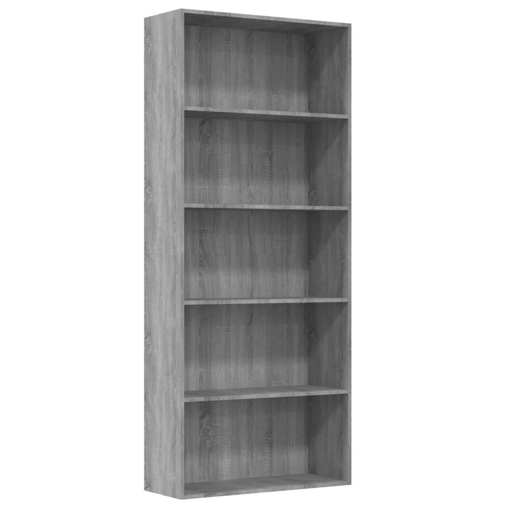 Boekenkast 80x30x189 cm bewerkt hout grijs sonoma eikenkleurig - Griffin Retail
