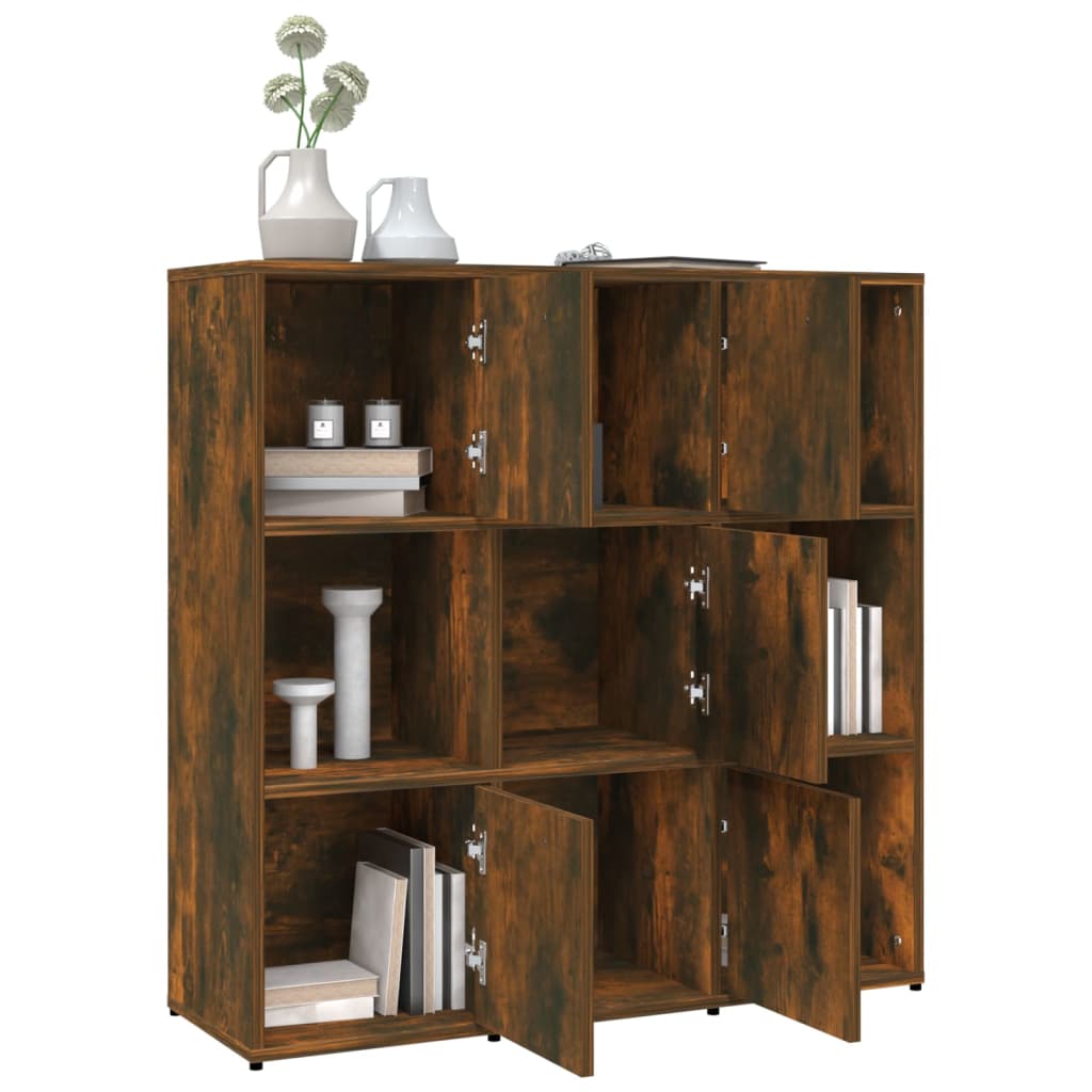 Boekenkast 90x30x90 cm bewerkt hout gerookt eikenkleurig - Griffin Retail