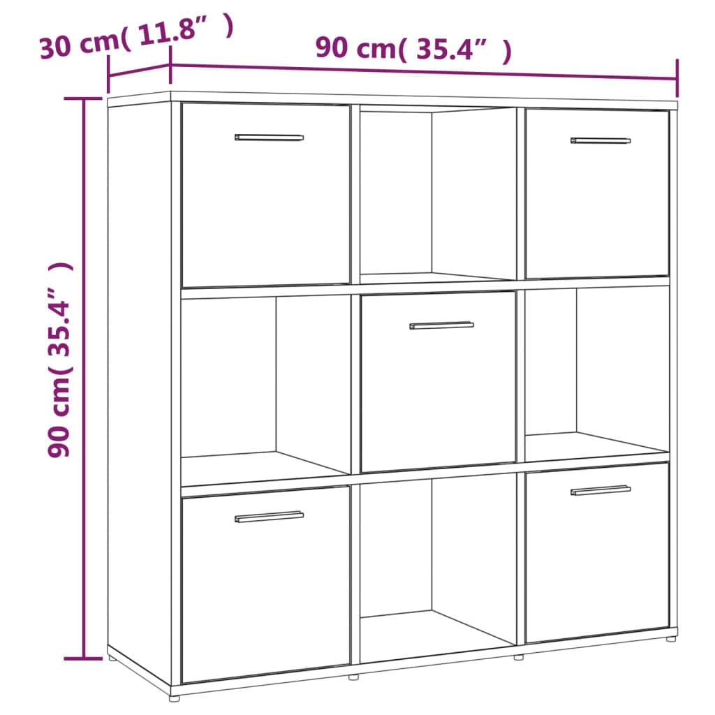 Boekenkast 90x30x90 cm bewerkt hout grijs sonoma eikenkleurig - Griffin Retail