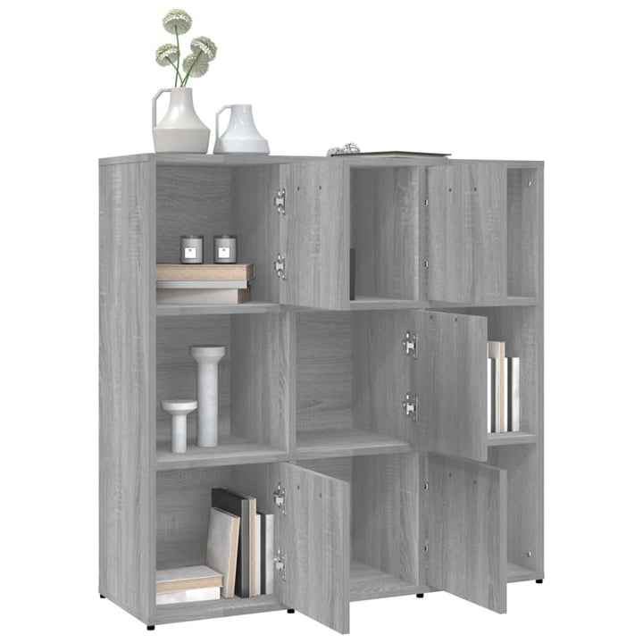 Boekenkast 90x30x90 cm bewerkt hout grijs sonoma eikenkleurig - Griffin Retail