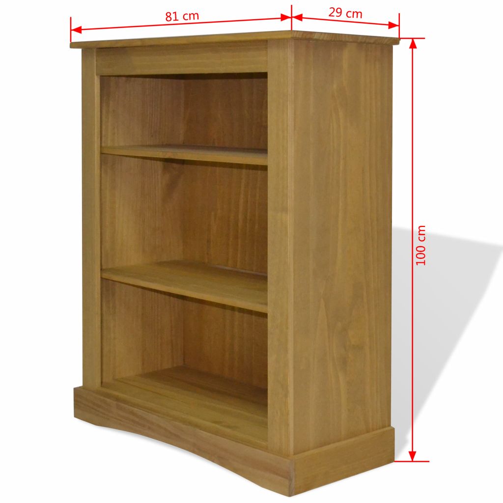 Boekenkast grenenhout met 3 planken Corona-stijl 81x29x100 cm - Griffin Retail