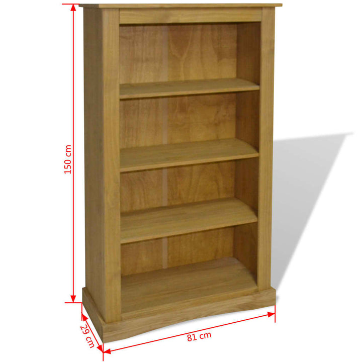 Boekenkast grenenhout met 4 planken Corona-stijl 81x29x150 cm - Griffin Retail