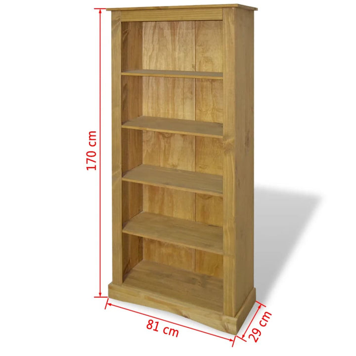 Boekenkast grenenhout met 5 planken Corona-stijl 81x29x170 cm - Griffin Retail